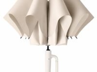 FLYNGO Umbrella for Rain Big Size with Carabiner Handle, UV Coated 3-Fold Travel Umbrella for Sun Protection, Windproof Reinforced 10 Dual Ribs, Automatic Open/Close