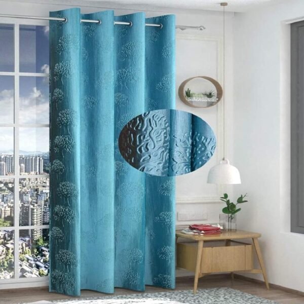FRESH FROM LOOM Window Floral Room Darkening Curtains 5 Feet Long,High Tenacity Yarn Polyester Grommet Punch Premium Screens for Home Office,Prada for Living Room Bedroom,Dust Repellent(Aqua,1pc Only)
