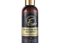 Flaner Moisture Rich Shampoo for Hair Fall Control and Damage Repair with Rosemary Extract Black Seed Oil Argan Oil Vitamin E D Panthenol for Dry Damaged Frizzy Hair 200 ml
