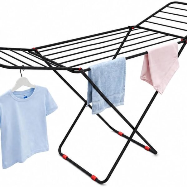 Foldable Clothes Drying Stand – Heavy-Duty Collapsible Laundry Drying Rack, 56 x118 cm, Durable Mild Steel Construction, Space-Saving Indoor & Outdoor Cloth Dryer (Grey)