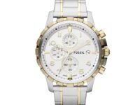Fossil Analog White Dial Men's Watch-FS4795 Stainless Steel, Multicolor Strap