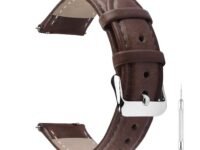 Fullmosa 22mm Treen Gradient Color Tanned Leather Watch Straps for Samsung Galaxy Watch 3 45mm, Quick Release Watch Band for Fossil Gen 6/Amazfit GTR 47mm/One Plus(46mm)/Noise Colorfit - Coffee
