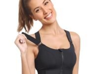 GLAMORAS Women Poly Spandex Padded High Impact Front Zip Compression Sports Bra Criss Cross Back Adjustable Velcro Strap at Band & Shoulder for Gym, Yoga, Running, Fitness & Workout - Size: M-4XL