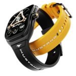 GOBOULT Mustang Muscle Smart Watch 2.01'' 3D Curved Display, Convertible Strap, Premium Metallic Crown, BT Calling, 600 Nits Brightness, AI Voice Assistant, IP68 (Extra Strap, Black Eclipse)