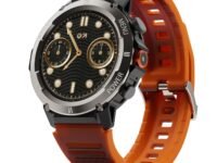 GOBOULT Newly Launched Tuff Hawk Smart Watch 1.39'' HD Display, BT Calling, Working Crown, 150+Watchfaces, 450 Nits Brightness, AI Voice Assistant, SpO2 Monitoring (Green) (Saffron)