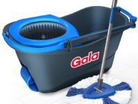 Gala Turbo Spin Mop Removes over 99% bacteria,Triangular head & Easy big wheel with 2 Refills,Floor Cleaning Mop stick with Bucket, pocha for floor cleaning, Mopping Set (Grey and blue), 4 Pcs