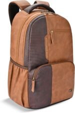Gear Vintage Boxy Faux Leather Water Resistant Laptop Backpack, brown / light brown, L