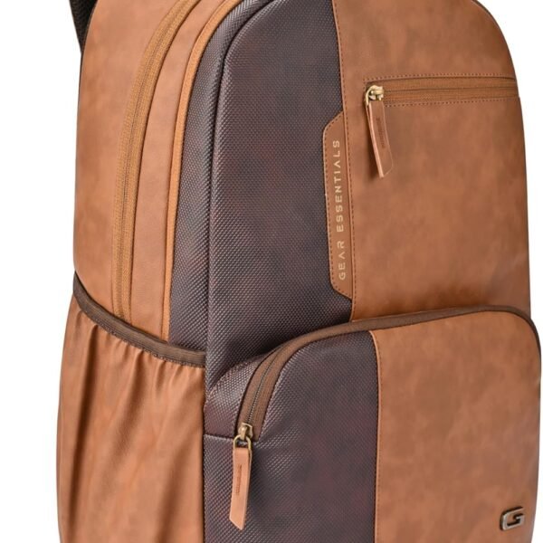 Gear Vintage Boxy Faux Leather Water Resistant Laptop Backpack, brown / light brown, L