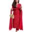 GoSriKi Viscose Printed Straight Kurta with Pant and Dupatta for Women | Viscose Wine | 3/4 Sleeve | Round Neck V-Slit | Ethnic Wear Casual Wear