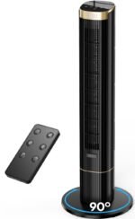 HIFRESH 110CM Tower Fan for Room, Touch & Remote, 4 Speeds & 4 Modes, 12 Timer, 25dB Quiet Operation, High Performance Bladeless Technology, 90° Oscillation Cover Room up to 25㎡, Low Power Consumption
