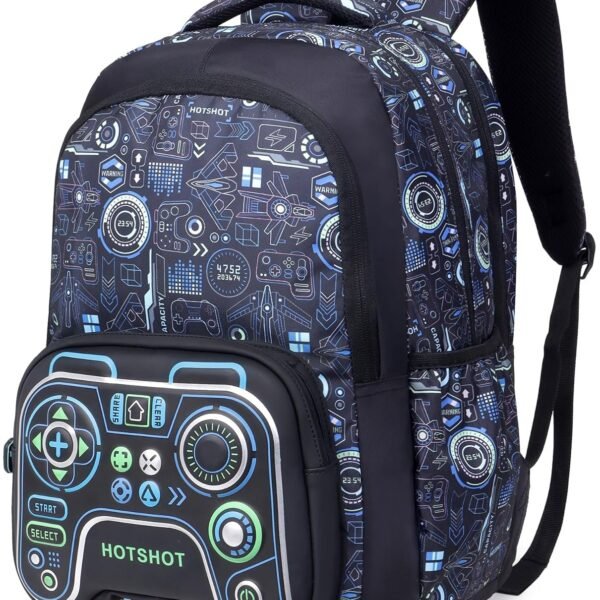 HOT SHOT BAG GAMER_1446|3D EMBOSSED DESGIN|SCHOOL BAG|TUTUION|KIDS & CHILDRENS BACKPACK|WATER RESISTANT|18 INCH|FOR BOYS & GIRLS|32 LITERS BACKPACK