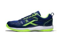 HUNDRED Raze Non-Marking Cushion Badminton Shoe (Navy::Lime, 1Uk, Unisex-Child)