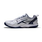 HUNDRED Raze Non-Marking Cushion Badminton Shoe (White::Navy, 1Uk, Unisex-Child)