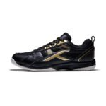 HUNDRED Unisex-Child Raze Non-Marking Cushion Badminton Shoe (Black::Gold,1Uk)