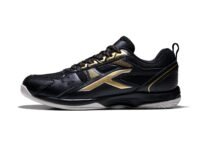 HUNDRED Unisex-Child Raze Non-Marking Cushion Badminton Shoe (Black::Gold,1Uk)