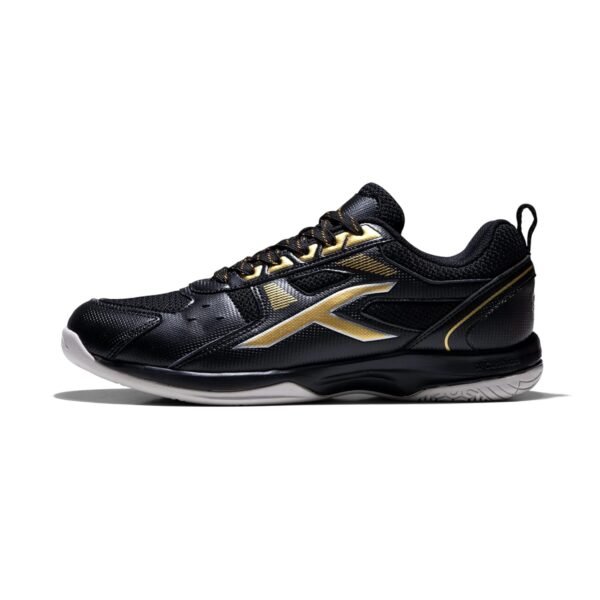 HUNDRED Unisex-Child Raze Non-Marking Cushion Badminton Shoe (Black::Gold,1Uk)