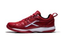 HUNDRED Unisex-Child Raze Non-Marking Cushion Badminton Shoe (Red::Black, 1Uk)