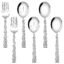 Hammered Serving Utensils Set of 6, E-far Stainless Steel 8.7 Inch Square Hostess Serving Set, Metal Serving Spoon Slotted Spoons Forks for Party Buffet Catering, Mirror Finished & Dishwasher Safe