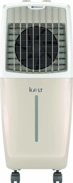 Havells Kalt 24L Personal Air Cooler for home | Powerful Air Delivery | Low Noise, Knob Panel | Everlast Pump | 4 Way Air Deflection | High Density Honeycomb Pads | Heavy Duty (White/Champagne Gold)