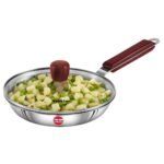 Hawkins 20 cm Frying Pan, Triply Stainless Steel Fry Pan with Glass Lid, Induction Frying Pan, Silver (SSF20G)