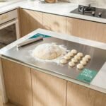 Herrlich Homes 304 Stainless Steel Chopping Board with Lip for Kitchen| Free Rollin Pin |Counter Top | Rust Proof | Easy to use| Round Edge| For Cutting Vegetables, Meat,Fish,Fruits | 2XL | 80 X 50 cm