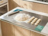 Herrlich Homes 304 Stainless Steel Chopping Board with Lip for Kitchen| Free Rollin Pin |Counter Top | Rust Proof | Easy to use| Round Edge| For Cutting Vegetables, Meat,Fish,Fruits | 2XL | 80 X 50 cm