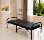 Honey Touch Atlas Folding Bed Single with Double Layer Mattress | No Assembly Required | Foldable Bed for Sleeping/Guests/Rented Apartments/Bedroom (3ft x 6ft, Black)