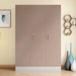Interio by Godrej Almirah Slimline 3-Door Steel Almirah, Cupboard for Clothes (Alpine White and Portabella Matte), 1-Year Warranty, 7 Shelves, 1 Locker