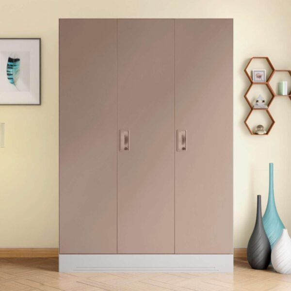 Interio by Godrej Almirah Slimline 3-Door Steel Almirah, Cupboard for Clothes (Alpine White and Portabella Matte), 1-Year Warranty, 7 Shelves, 1 Locker
