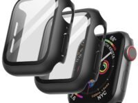 JETech Cover Case with Screen Protector for Apple Watch SE 3/2/1 (2025/2022/2020) / Series 6 5 4 44mm, Overall Protective Cover, Built-in Tempered Glass Film High Sensitivity, 2 Pack (Black)