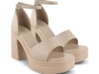 JM LOOKS Women's Block Heel Sandal Platform Sandal Ankle Strap Open Square Toe High Heel Sandal for Wedding Party Evening Prom