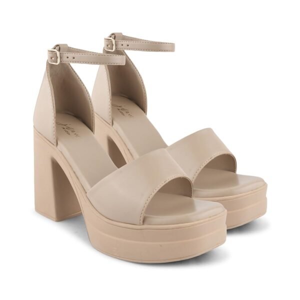 JM LOOKS Women's Block Heel Sandal Platform Sandal Ankle Strap Open Square Toe High Heel Sandal for Wedding Party Evening Prom