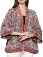 KE KANHA EXPORTS Women Shrug|Shrugs for Women Stylish|Cardigan |Boho Beach Cover Up|Border Print|Easily fits S-M-L|Bust 30-42 Inches|Length 28 Inches