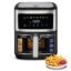 KENT Digital Air Fryer 6.5L,1600W,Bake,Grill & Roast,Up To 80% Less Oil Usage,Rapid Heat Circulation,8 Preset Menu,Digital Display & Touch Control Panel,Glass Window With In Built Light,Black