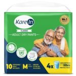 Karein Classic Adult Diaper Pant M Size, Medium, Waist (75-100 cm 30'-40'), 10 Unit, Long Protection Hour, Unisex, Quick & Even Absorption, Anti-Bacterial, Leakproof, Odour Control, Wetness Indicator