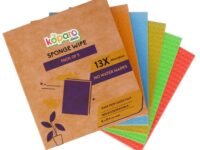 Koparo Natural Cellulose Sponge Wipes for Kitchen and Home Cleaning | Pack of 5 | Reusable and Biodegradable Kitchen Cleaning Wipes | Lint-Free | 13X Absorption | XL Size Wipes