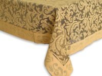 Kuber Industries Leaf Design Cotton Center Table Cover/Table Cloth for Home Decorative Luxurious 4 Seater, 60"x40" (Golden)