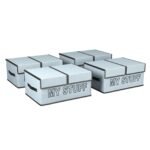 Kuber Industries Pack of 4 Foldable Storage Box for Clothes with Double Lid | Kids Toys, Inners & Undergarments Wardrobe Organizer | Small - Grey