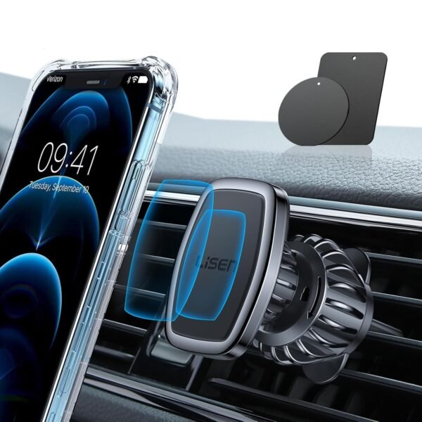 LISEN Magnetic Mobile Holder for Car, [Easily Install] Car Mobile Holder Mount [6 Strong Magnets] Phone Holder for Car Case Friendly iPhone Mobile Stand for Car Fits with All Smartphones & Tablets