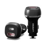 Lapster 51w Dual car Charger with 51watts (18w USB + 33w typec pd) Rapid Charging Adapter Designed for iPhone and Android Smartphones and Tablets in Black