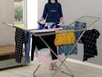 LiMETRO STEEL Stainless Steel Foldable Cloth Dryer Stand Double Rack Cloth Stands for Drying Clothes Steel (Cross), 120x54x4 cm