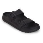 Liberty A-HA COMMIT Slippers for Men - Black, Light Grey & Olive Green | Casual Slip-on Flats/Slippers Footwear - Buckle Closure | Casual Outdoor Chappal, Monsoon, Rainy Season Footwear for Man