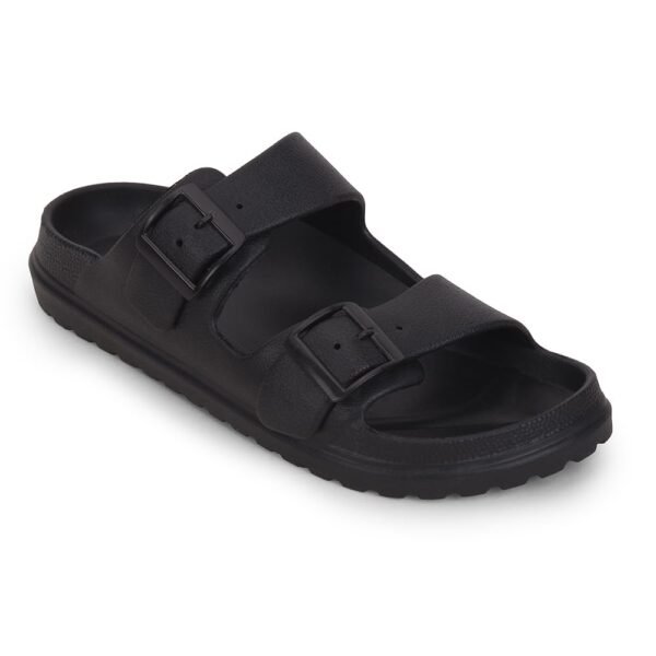 Liberty A-HA COMMIT Slippers for Men - Black, Light Grey & Olive Green | Casual Slip-on Flats/Slippers Footwear - Buckle Closure | Casual Outdoor Chappal, Monsoon, Rainy Season Footwear for Man