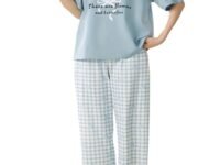Louis Luxe Womens Korean Night Dress || Full Pyjama Set || Korean Nightsuit || Women Nightwear ||Round Neck Full Sleeve Nightsuit || Loungewear || Everyday Nightdress (ND-09)