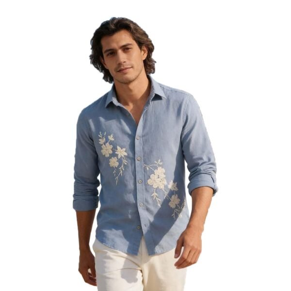 Lymio Men Shirt | Premium Embroidered Shirt for Men | Long Sleeve Slim Fit Casual Shirts for Men | Trendy Wedding & Festive Ready (Packs Also Available) (01-04)