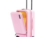 MOKOBARA Transit Cabin Pro Luggage Trolley Bag-56cm(40L),Lightweight Polycarbonate Hardshell,Front Tech Compartment Fits 15.6" Laptop,TSA Lock,8 Silent Wheels,for 3-5 Days Trip,Pink(Excuse Me)