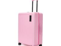 MOKOBARA Transit Check-in Large Luggage Trolley Bag-74cm(100L),Lightweight Polycarbonate Hardshell,360° 8 Silent Wheels,One Push TSA Lock,Premium Zipper,Suitcase for 15+ Day Travel,Pink(Excuse Me)