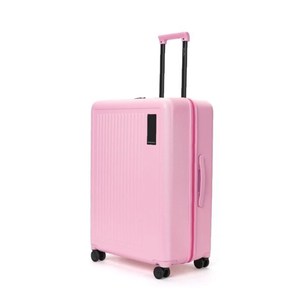 MOKOBARA Transit Check-in Large Luggage Trolley Bag-74cm(100L),Lightweight Polycarbonate Hardshell,360° 8 Silent Wheels,One Push TSA Lock,Premium Zipper,Suitcase for 15+ Day Travel,Pink(Excuse Me)