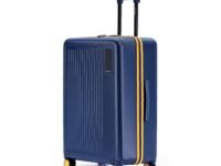 MOKOBARA Transit Check-in Large Luggage Trolley Bag-74cm(100L),Polycarbonate Hardshell,360° 8 Silent Wheels,TSA Lock,Premium Zipper,Suitcase for 15+ Day Travel,Blue&Yellow(We Meet Again Sunray)