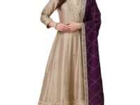 MOKOSH Women’s Silk Embroidery Anarkali Kurta Pant with Dupatta | Anarkali Kurta Set |Embroidered |V Neck Full Sleeve Ethnic Suit |3 Piece Outfit